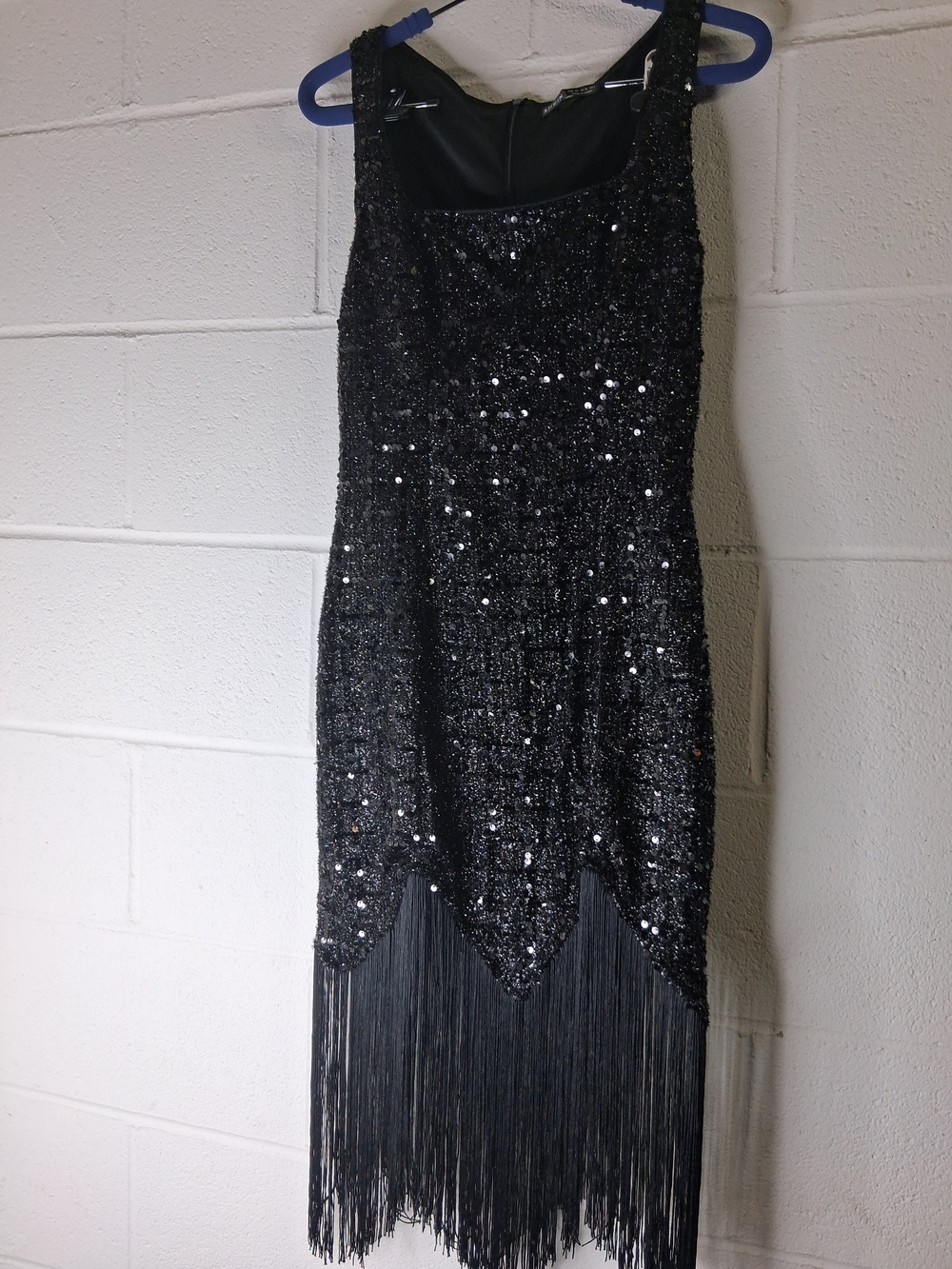 SHEIN Black Sequin Fringe Midi Dress